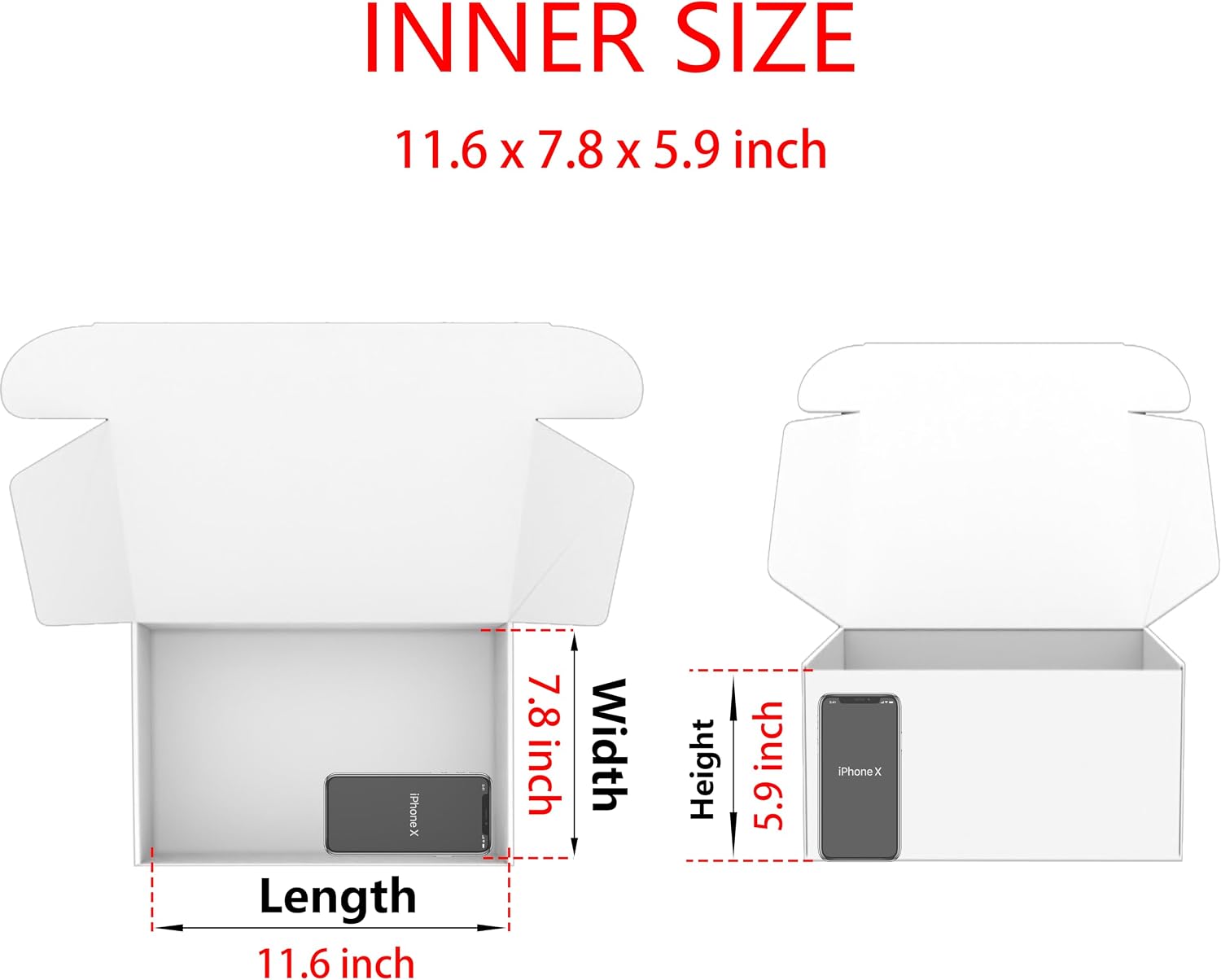12x8x6 Shipping Boxes Black Mailer Corrugated Cardboard Box Set of 15