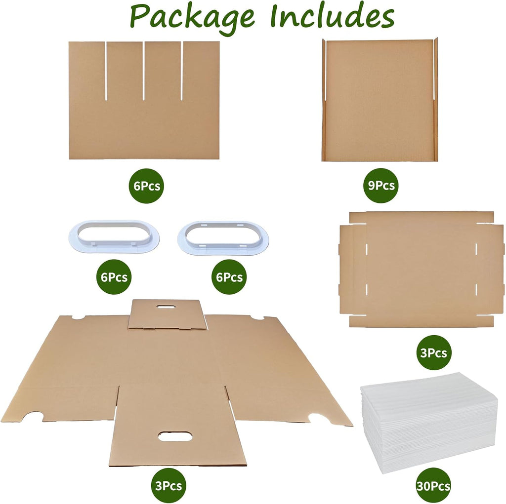 3 Sets Moving Boxes Dish Packing Boxes with Divider Kits,16 x 13 x 13 Inch Dish Packing Box with lid Kitchen Moving