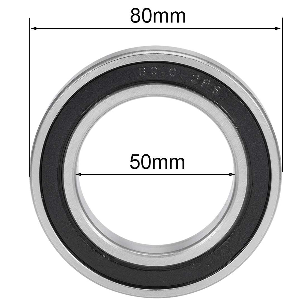 uxcell 6010-2RS Deep Groove Ball Bearings 50mm x 80mm x 16mm Double Sealed Chrome Steel P6(ABEC3)