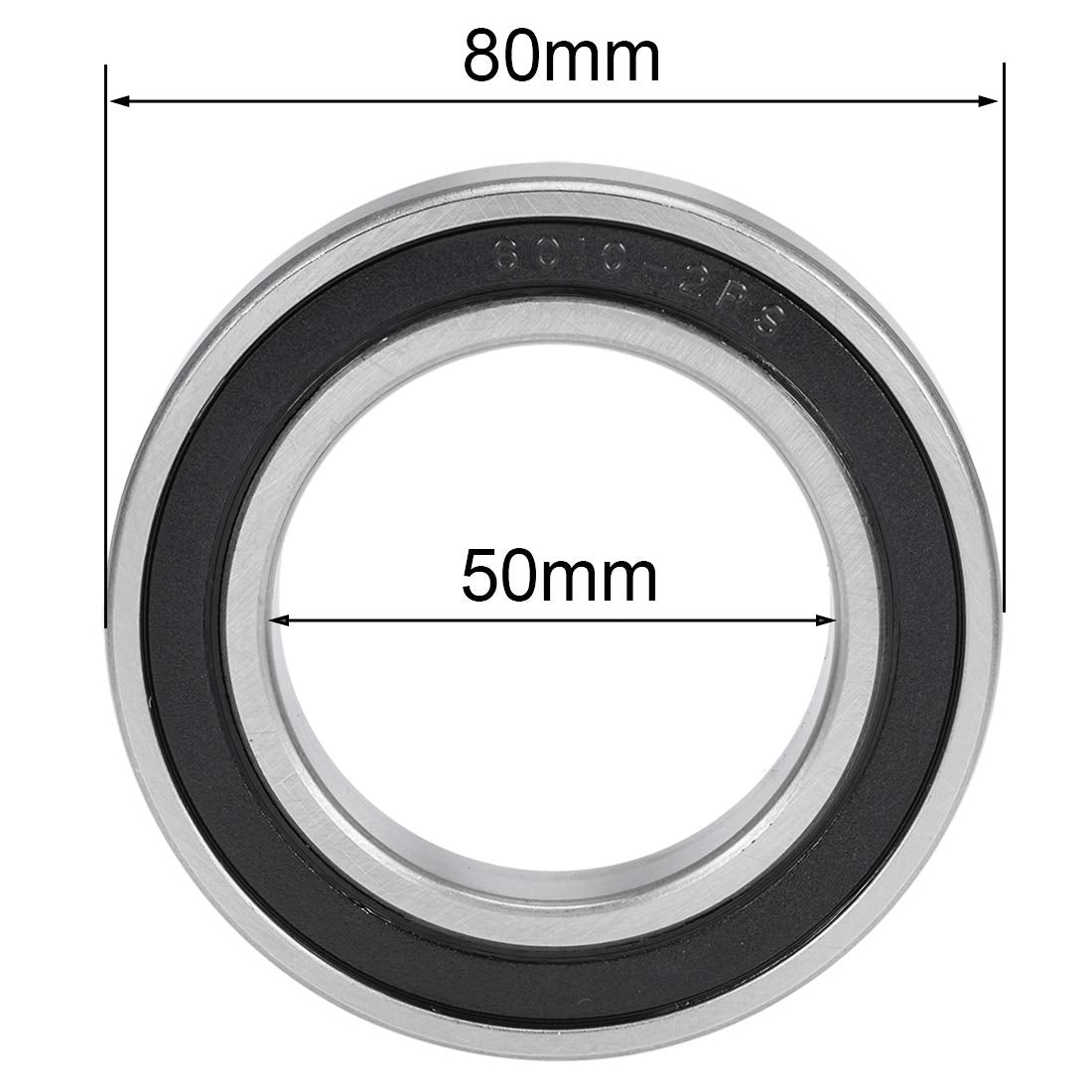 uxcell 6010-2RS Deep Groove Ball Bearings 50mm x 80mm x 16mm Double Sealed Chrome Steel P6(ABEC3)