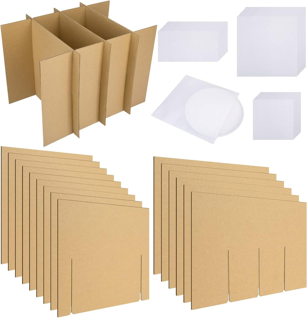 4 Sets Dish Packing Kit,Glass Dividers for Moving Boxes,Kitchen Dish Pack Kit with 30 pcs Foam Pouches Fits in
