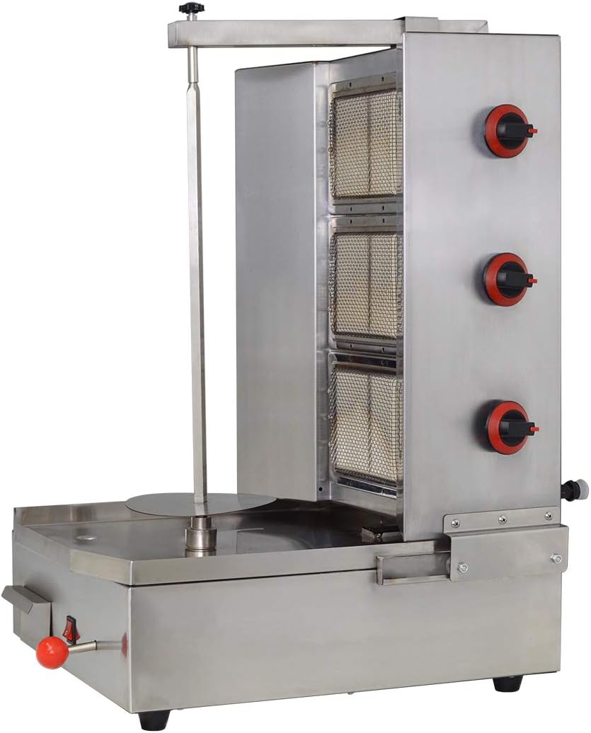 Shawarma Propane Gyro Machine Gas Kebab Doner Automatic Vertical Broiler with 3 Burners