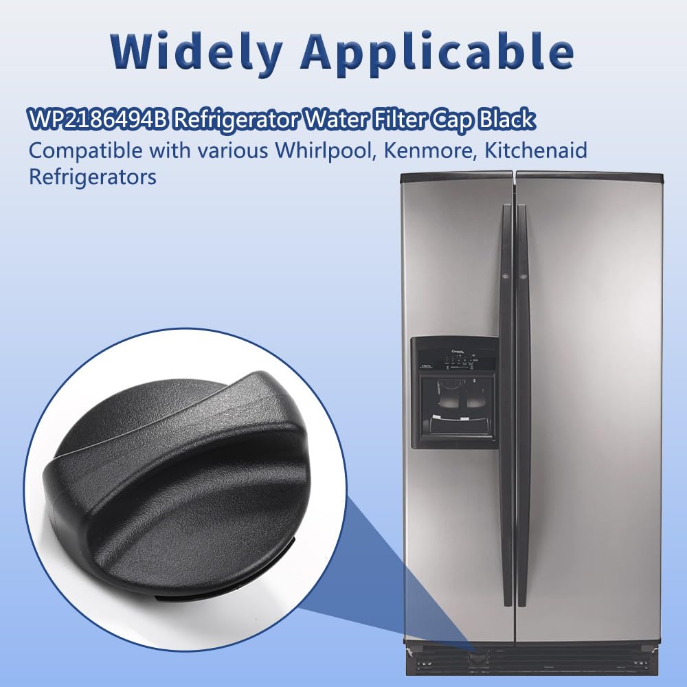 Upgraded WP2186494B Refrigerator Water Filter Cap Black Replacement Part