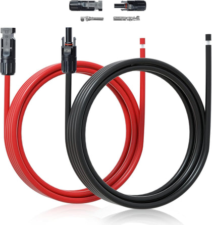 10FT 10AWG Solar Extension Cable 30A/1000V DC, IP67 Waterproof with Compatible Quick Connectors (Red+Black) for Solar