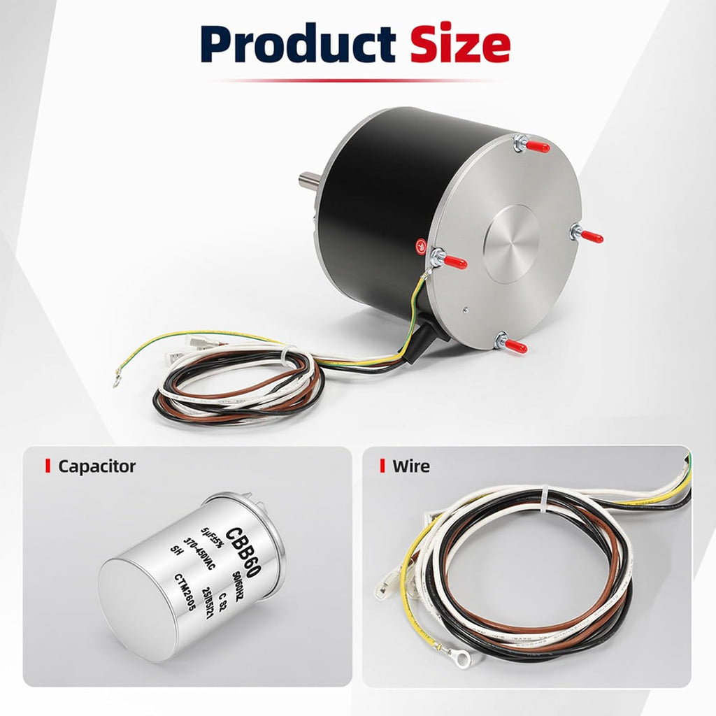 MOT18687 Condenser Fan Motor 1/6HP 825RPM 200-230V Compatible with Trane American Standard AC/Air Conditioner Replaces MOT12919 MOT10478 X70370246010