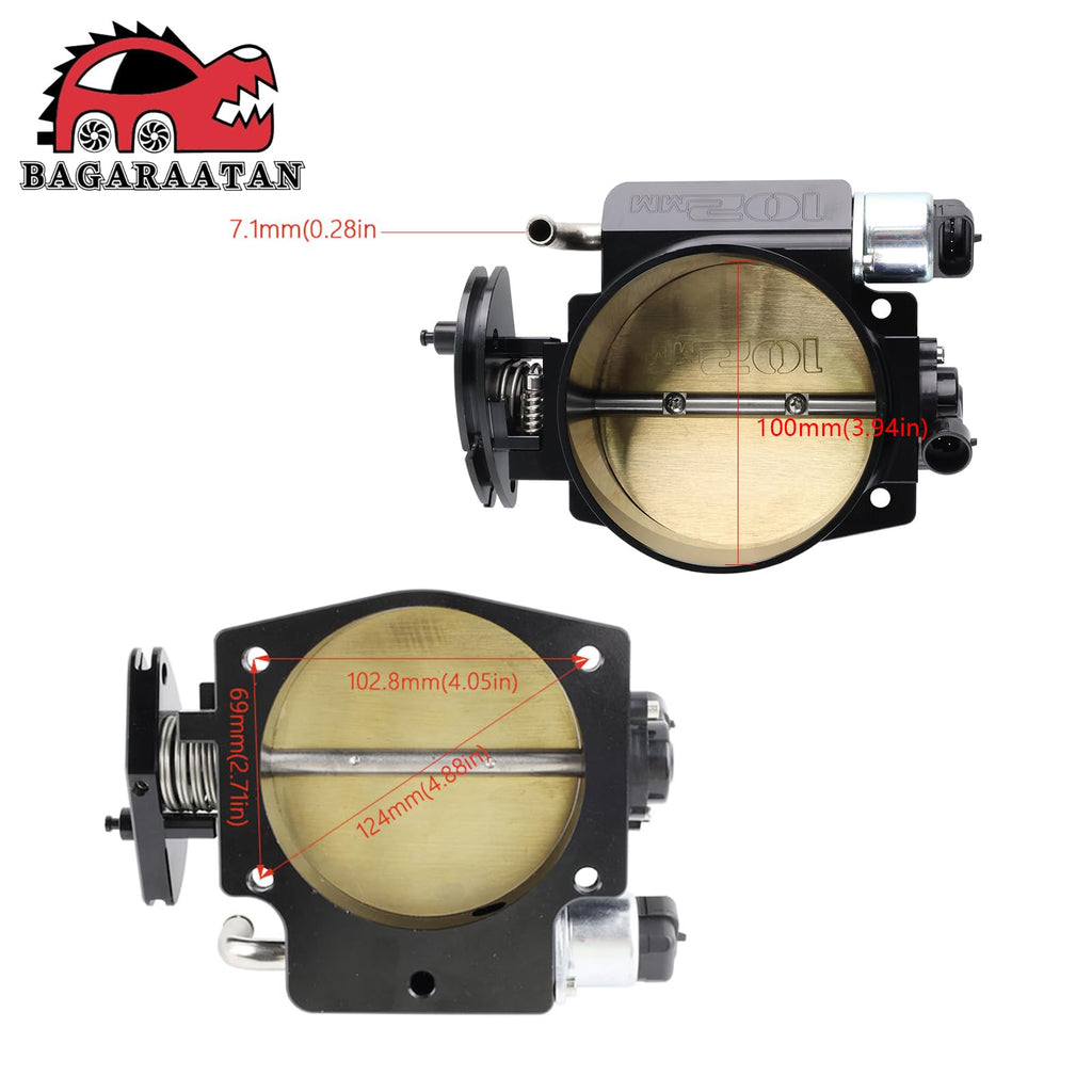 BAGARAATAN 102mm Throttle Body Assembly +TPS IAC Throttle Position Sensor Compatible with Chevy LSX LS LS1 LS2 LS7（Black）