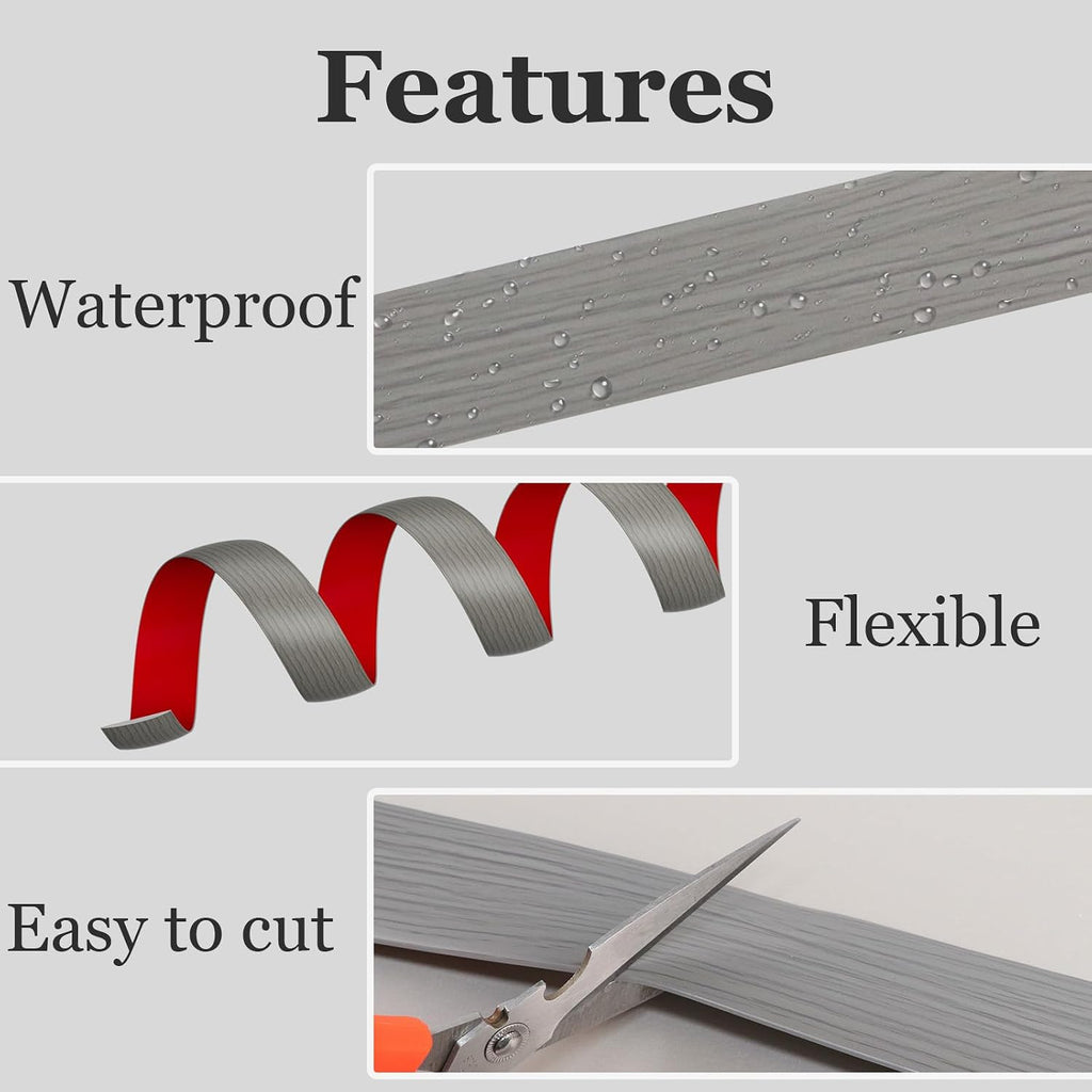 Floor Transition Strip for Carpet to Tile, Grey Wood, 4' x 1.57"