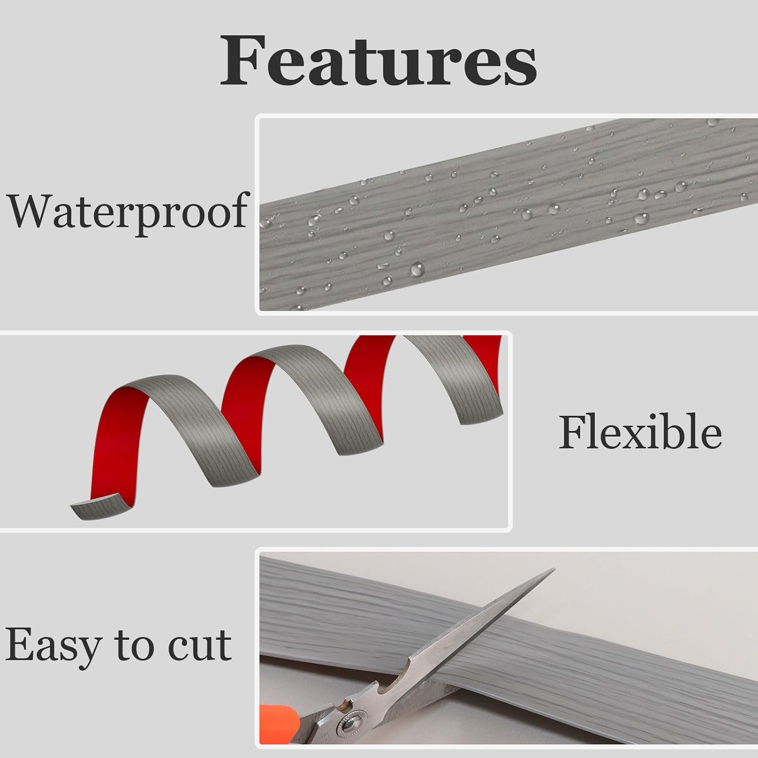 Floor Transition Strip for Carpet to Tile, Grey Wood, 4' x 1.57"