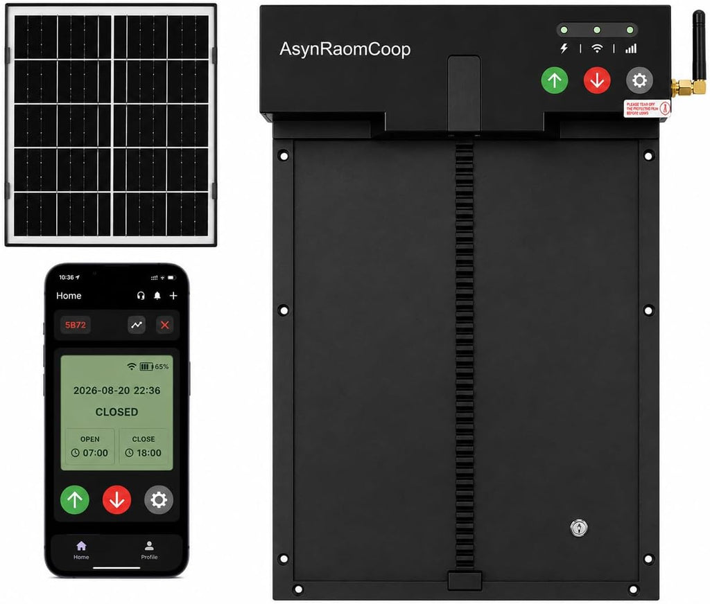 Automatic Chicken Coop Door,Solar Powered WiFi Chicken Door Opener with App