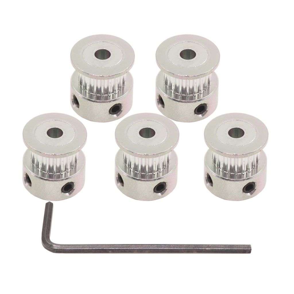 WINSINN GT2 Timing Belt Pulley 20 Teeth, 4mm Bore, for 6mm Width Belt - Ideal for 3D Printers, CNC Machines, Robotics (5-Pack)