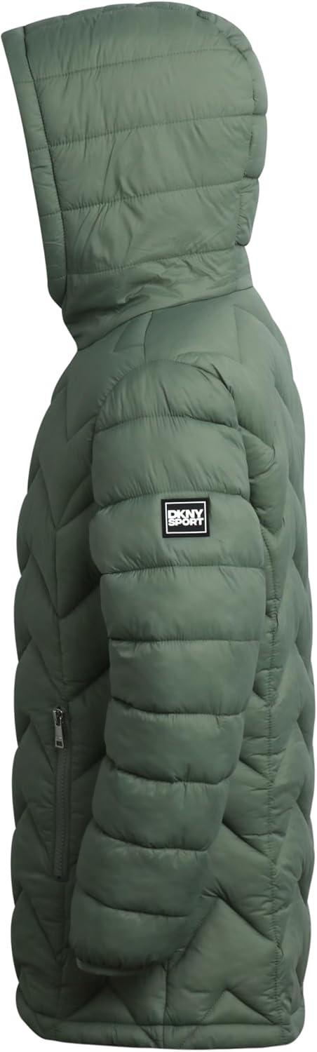 DKNY Girls Winter Jacket, Mid Length Quilted Puffer, Sherpa Insulated Coat | Full Plush Sherpa Lining for Heavyweight