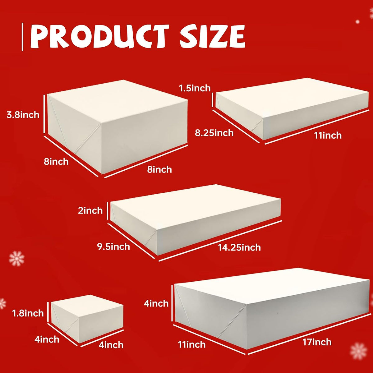 20 Pack White Gift Boxes with Lids, 5 Sizes for Presents