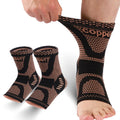 Copper Ankle Brace for Men & Women, Ankle Compression Sleeve 1 Pair