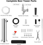 Kegerator Single Tap Tower, Pre-assembled Keg Tower with Kegerator Parts