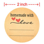 2 Inch Homemade with Love Stickers, 500 Pcs Kraft Label Stickers with Lines