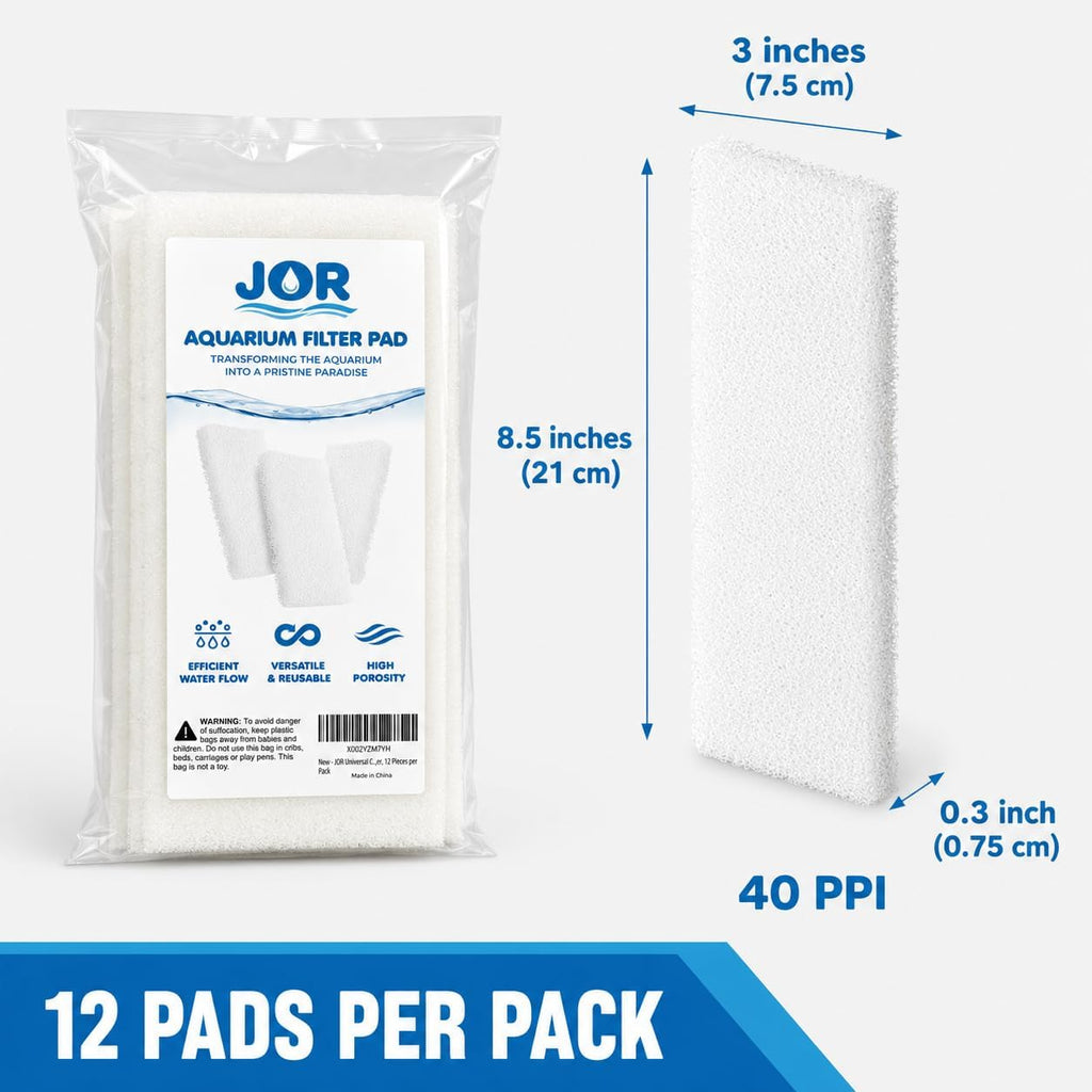 Universal Canister Filter Pads, White Foam 40 PPI Sponges for Aquariums, Pre-Filter for Air Purifier, 12 Pieces per Pack