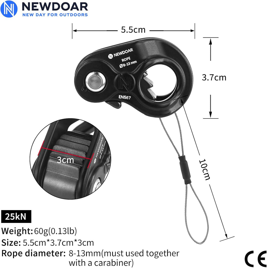 Rope Ascender Lightweight Rope Clamp Ascender Riser Adjuster Fits 8-13mm Rope Self-Locking Grip for Rock