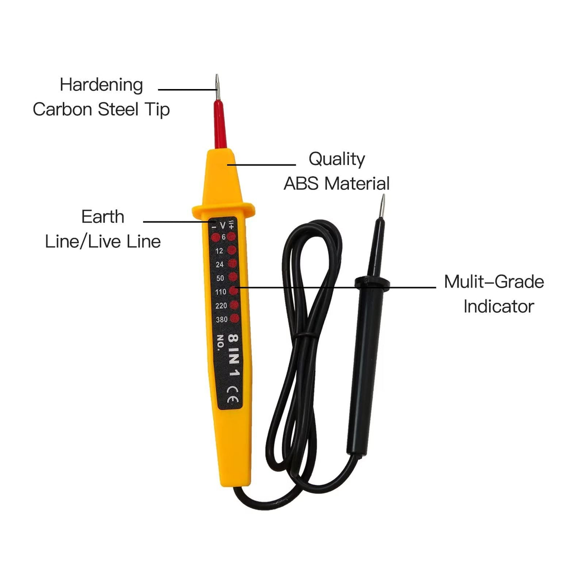 Portable Voltage Tester Tools with LED Lights, AC/DC Voltage Detector Pen, Test Range 6-380V