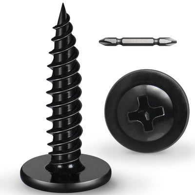 #8 x 1-1/4 Inch Wood Screws Phillips Modified Truss Head Stainelss Steel 410 Self Tapping Metal Screws,Black Zinc