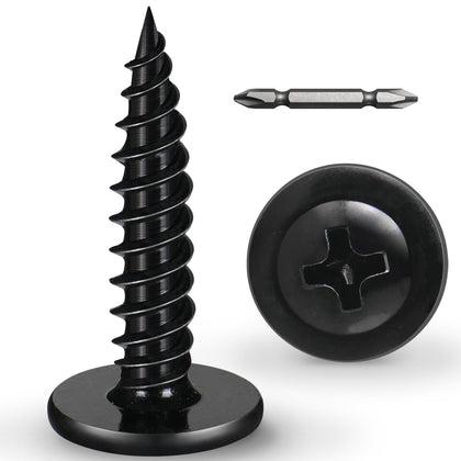 #8 x 1-1/4 Inch Wood Screws Phillips Modified Truss Head Stainelss Steel 410 Self Tapping Metal Screws,Black Zinc