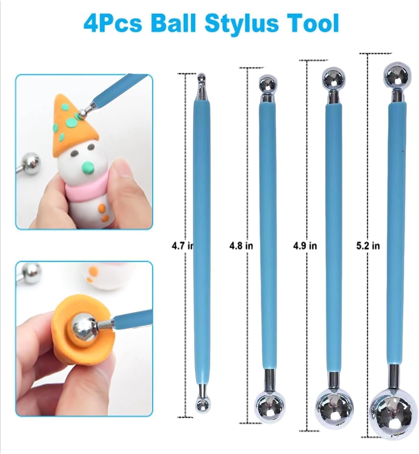 Basic Polymer Clay Tools, Clay Sculpting Tools Acrylic Roller Pin, Clear Rectangle Sheet Press Board, Double-Ended