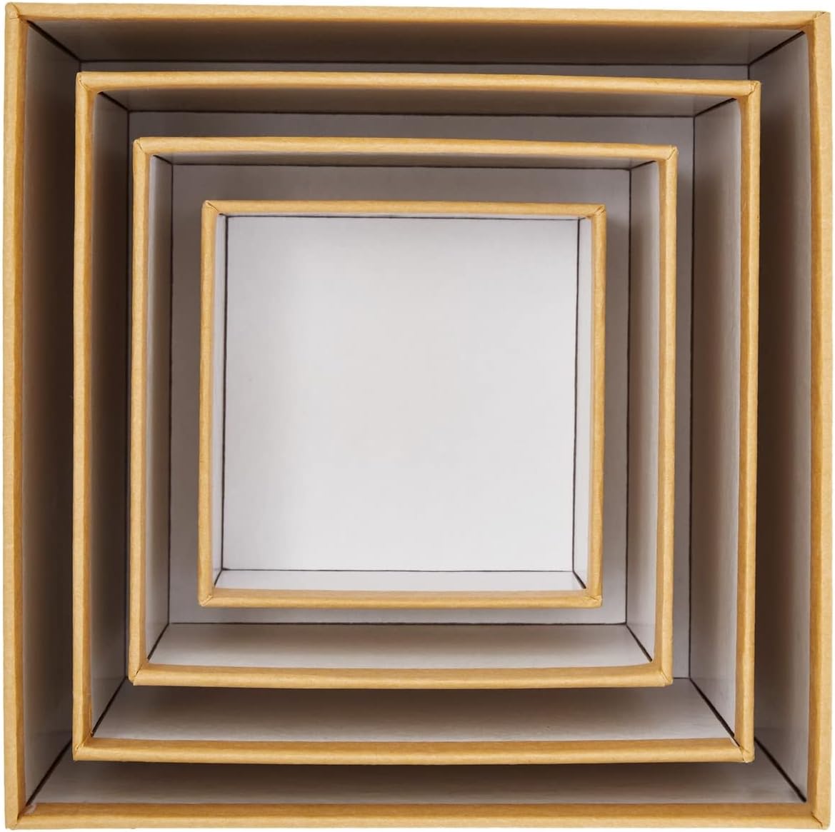 Square Nesting Boxes With Lids - Kraft Brown, Paperboard, 4-Pack, 6.5-3.5 In - Cardboard Nesting Gift Boxes for