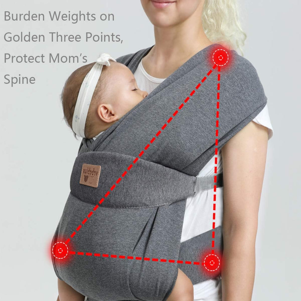 Baby Wrap Carrier for Newborn to Toddler (Grey) | Kangaroo Baby Easy Wearing Wrap, Adjustable Soft Baby Holder Front