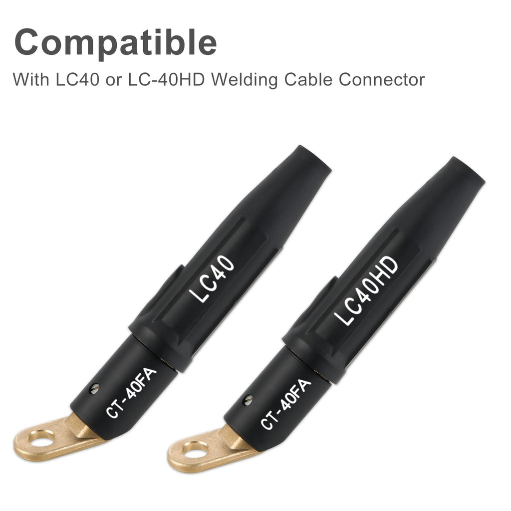 Welding Knight 2PCS CT-40FA Welding Terminals Connector Brass Black & Red