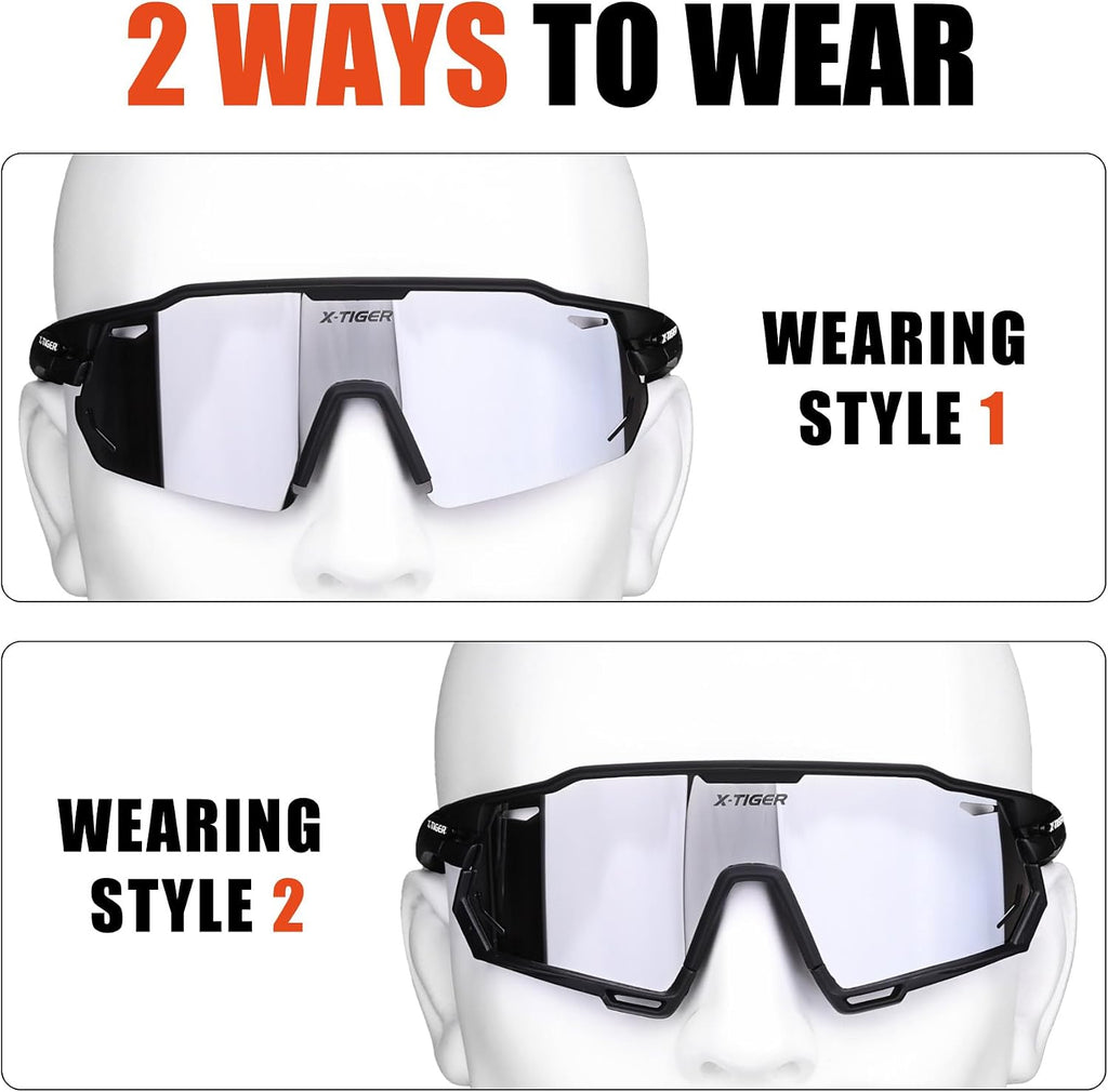 Polarized Cycling Glasses with 5 Interchangeable Lenses,MTB Biking Baseball Running Sports Sunglasses for Men Women