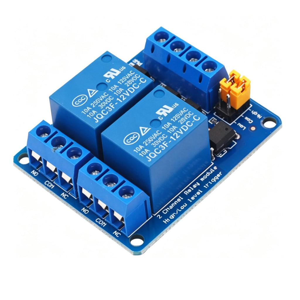 AEDIKO 2pcs 2 Channel Relay Module DC 12V Relay Switch Board with Optocoupler Isolation, High or Low Level Trigger PLC Control Board