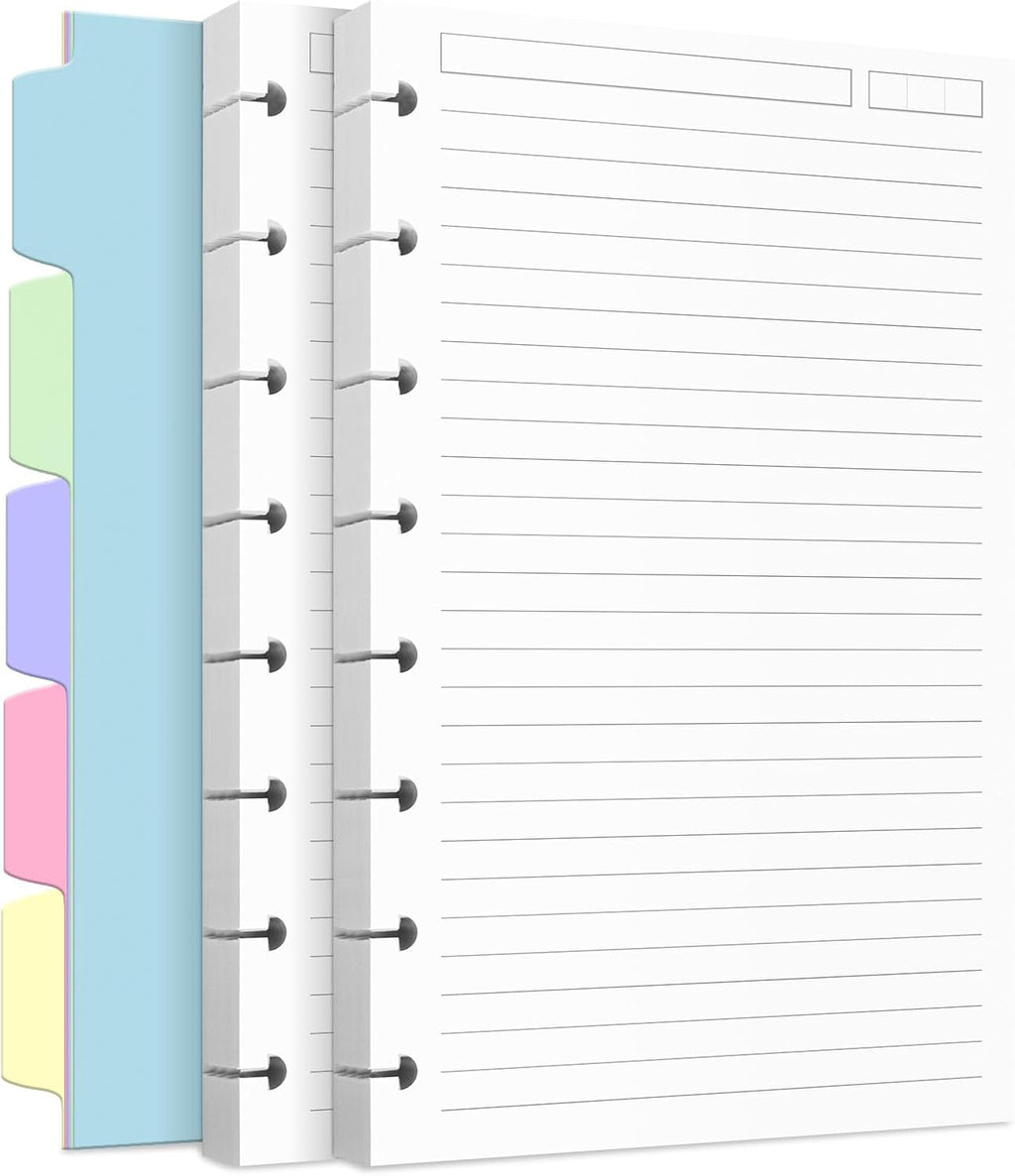 Discbound Refill Paper, Disc Paper Refill for Note-Taking System Discbound Planner Inserts with 240 Pages, 5 Sheets