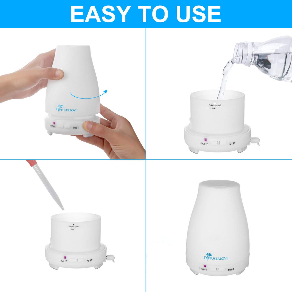 Diffuser 2 Pack Essential Oil Diffuser 200ML Remote Control Ultrasonic Aromatherapy Diffuser Mist Humidifiers for