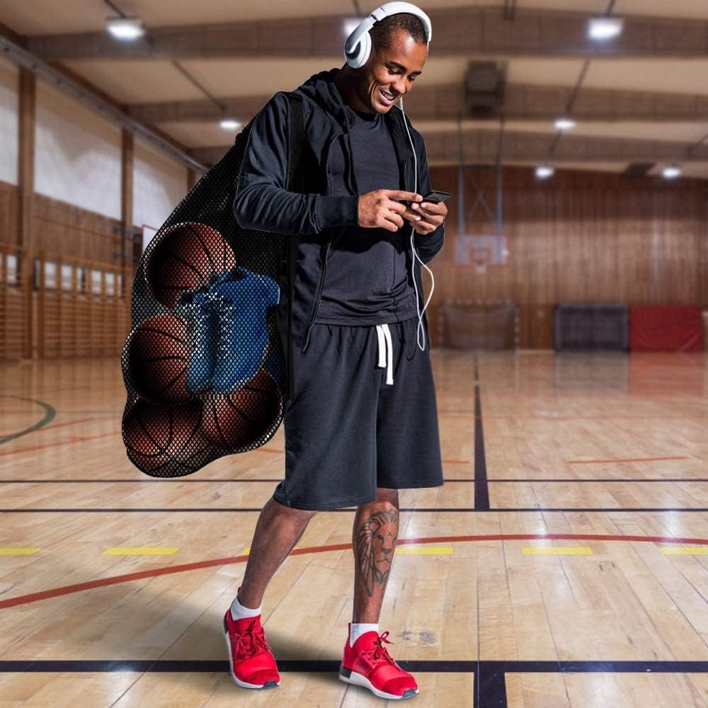 Extra Large Sports Ball Bag Mesh, Basketball Bags Team Balls, Adjustable Shoulder Strap, Ball Bags for Holding