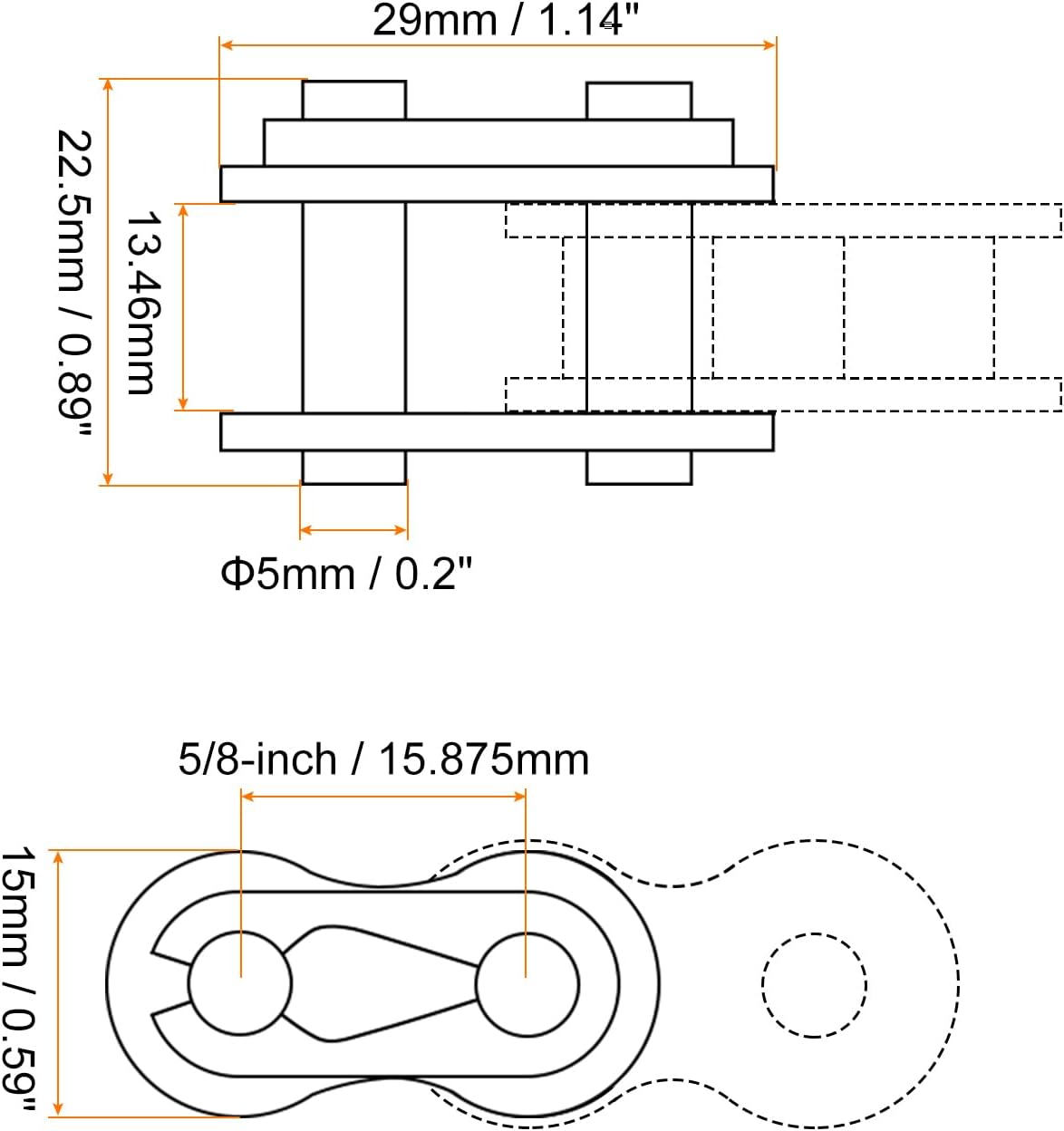 uxcell 6Pcs #50 Chain Master Connector Link Roller 5/8" Pitch Stainless Steel Standard Connecting Split Links for 10A Chain