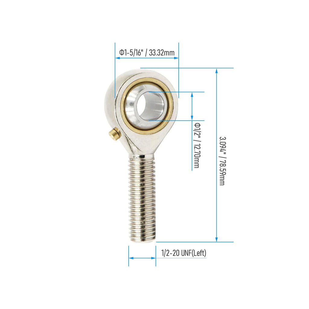 FOCMKEAS POSB8L Spherical Rod End Bearings, 1/2" Bore, Left Hand