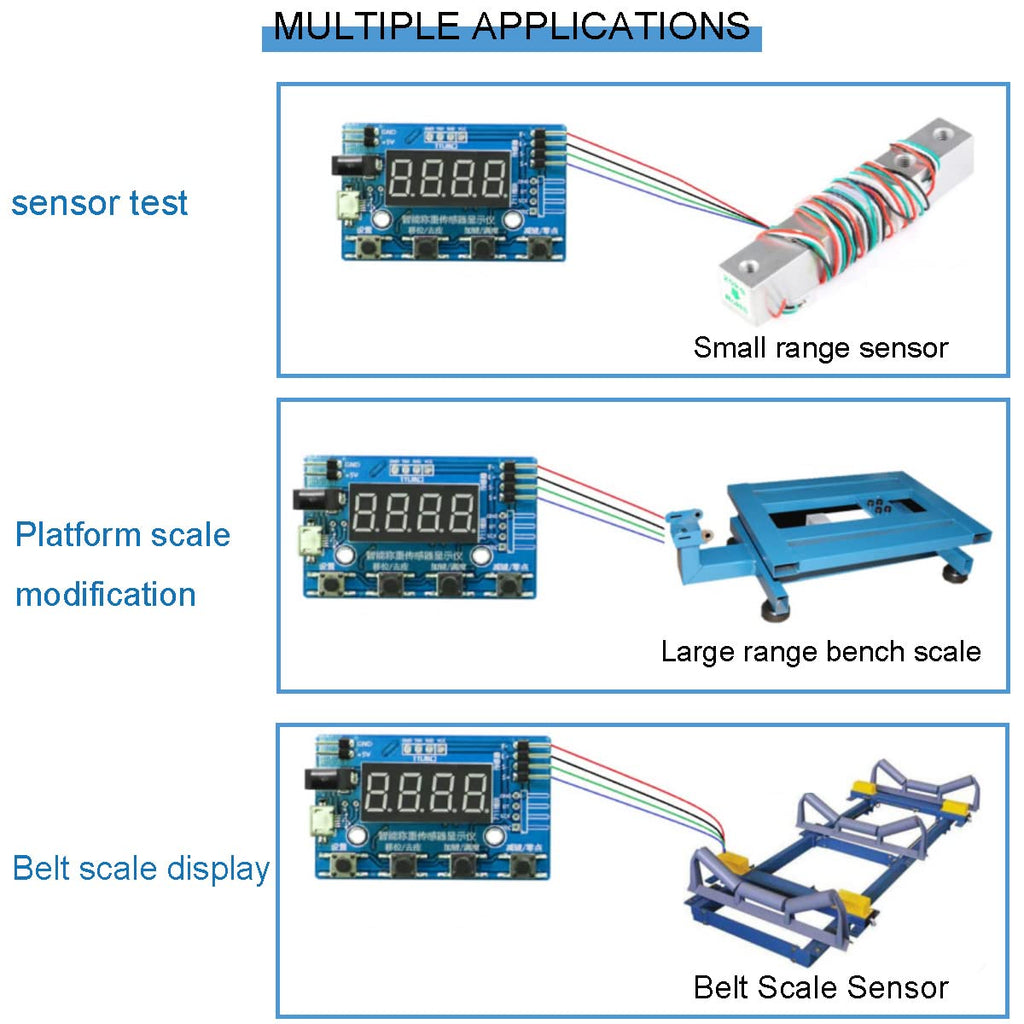 DKARDU HX711 Digital Load Cell Module A/D Module Weight Pressure Sensor Display 24 Bit Weighing Meter Electronic Scale Display Meter with Micro USB Cable