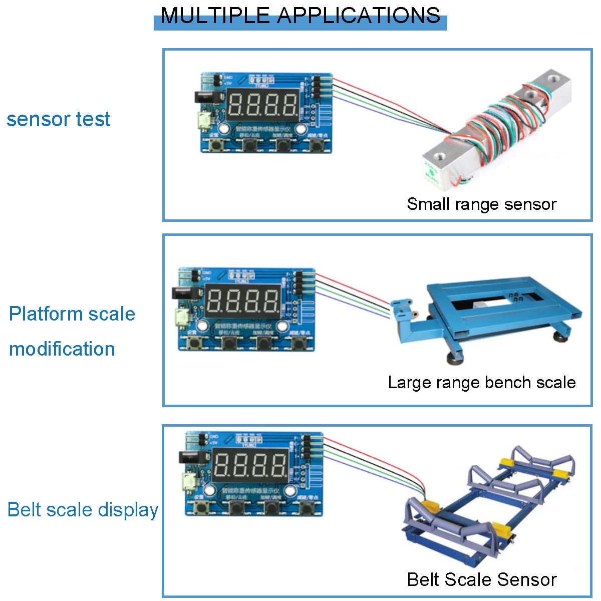 DKARDU HX711 Digital Load Cell Module A/D Module Weight Pressure Sensor Display 24 Bit Weighing Meter Electronic Scale Display Meter with Micro USB Cable