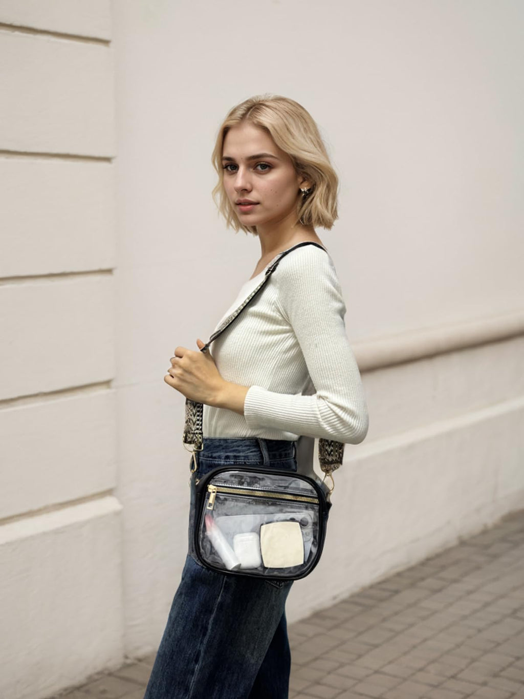 Clear Purse for Stadium Events Transparent Crossbody Bag