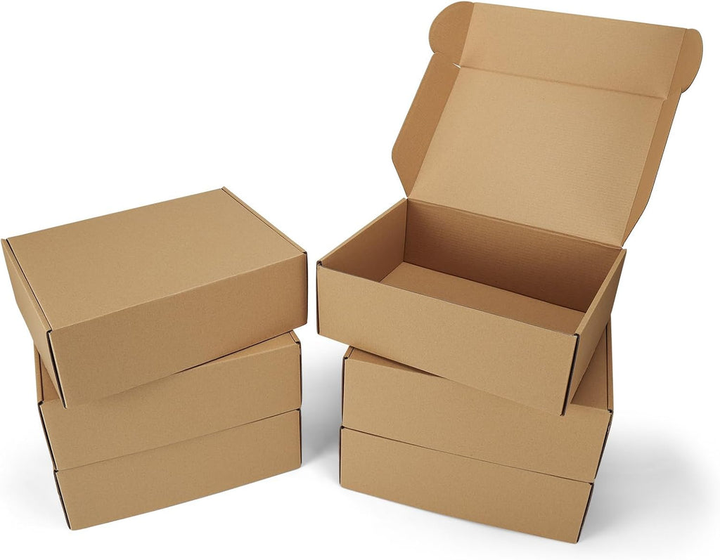12x9x4 inch Cardboard Shipping Boxes, Set of 6 Gift Boxes, Brown