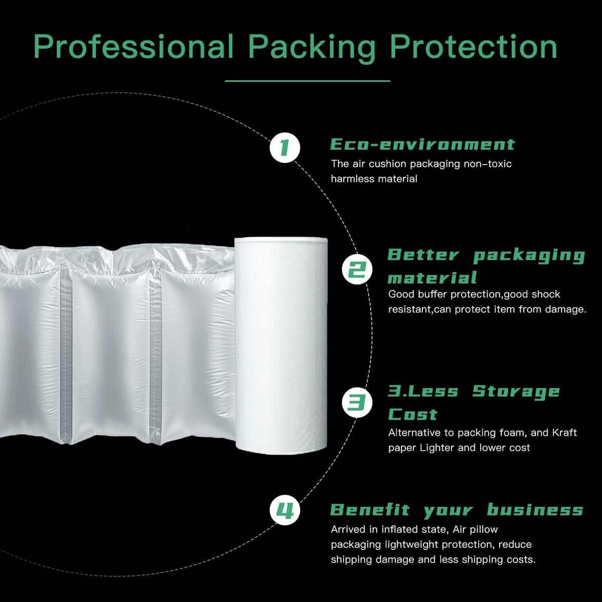 985ft Air Pillow Cushion Film Roll for Bubble Wrap,Packaging 3000pcs
