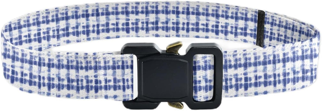 Blue White Tie Dyed Print Kids Belt, Adjustable Elastic Belts for Boys Girls, Stretch Waist Belt with Metal Square