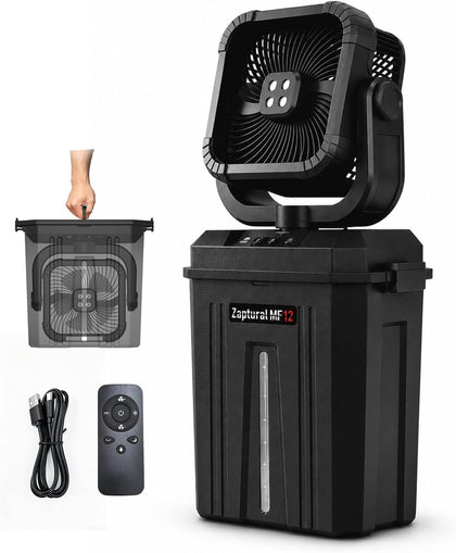 Portable Misting Fan for Outside, 12L Tank, 20000mAh Rechargeable Battery, 120° Auto Oscillation, 4 Wind Speeds & 3