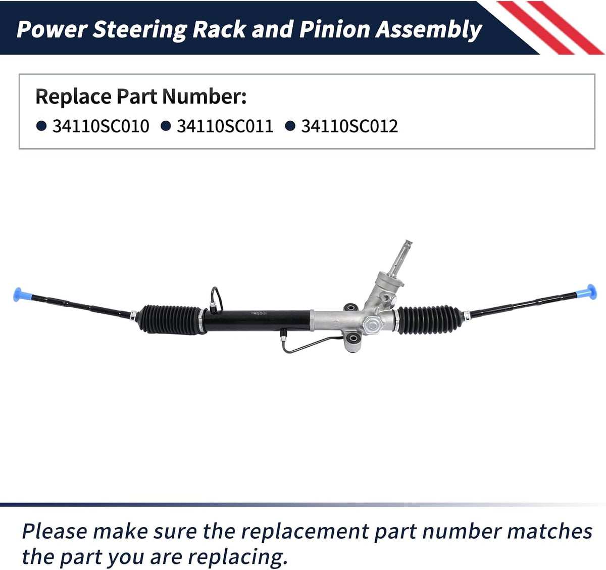 34110SC010 Power Steering Rack & Pinion Assembly Compatible with Subaru Forester 2009 2010 2011 2012 2013 Replace 34110SC011 34110SC012