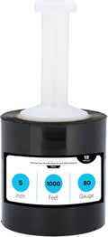 Black Stretch Wrap, 12 Pack, 5 Inch, 1000 Feet/Roll