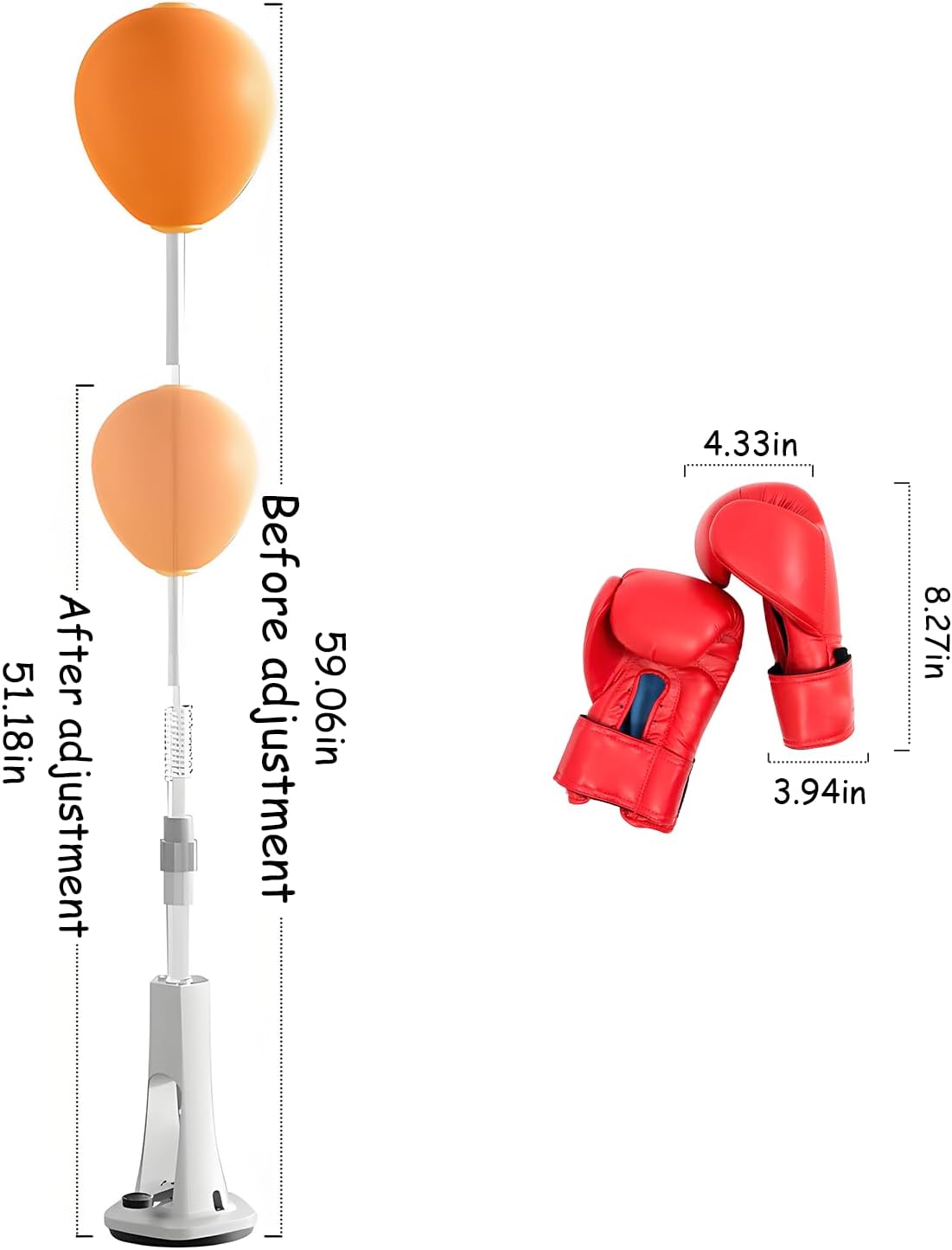 Reflex Bag, Punching Bag with Stand, Boxing Bag for Teens and Adults,Adjustable Boxing Ball with Suction Cup