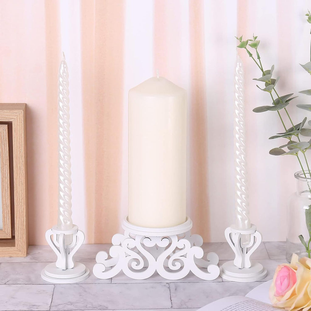 Wooden Unity Candle Holder Set, Wedding Ceremony Centerpiece Decor