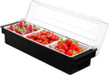 Fruit Veggie Condiment Caddy with Lid, 3 Compartment Plastic Dispenser Tray for Catering Dips Toppings, Serving Taco