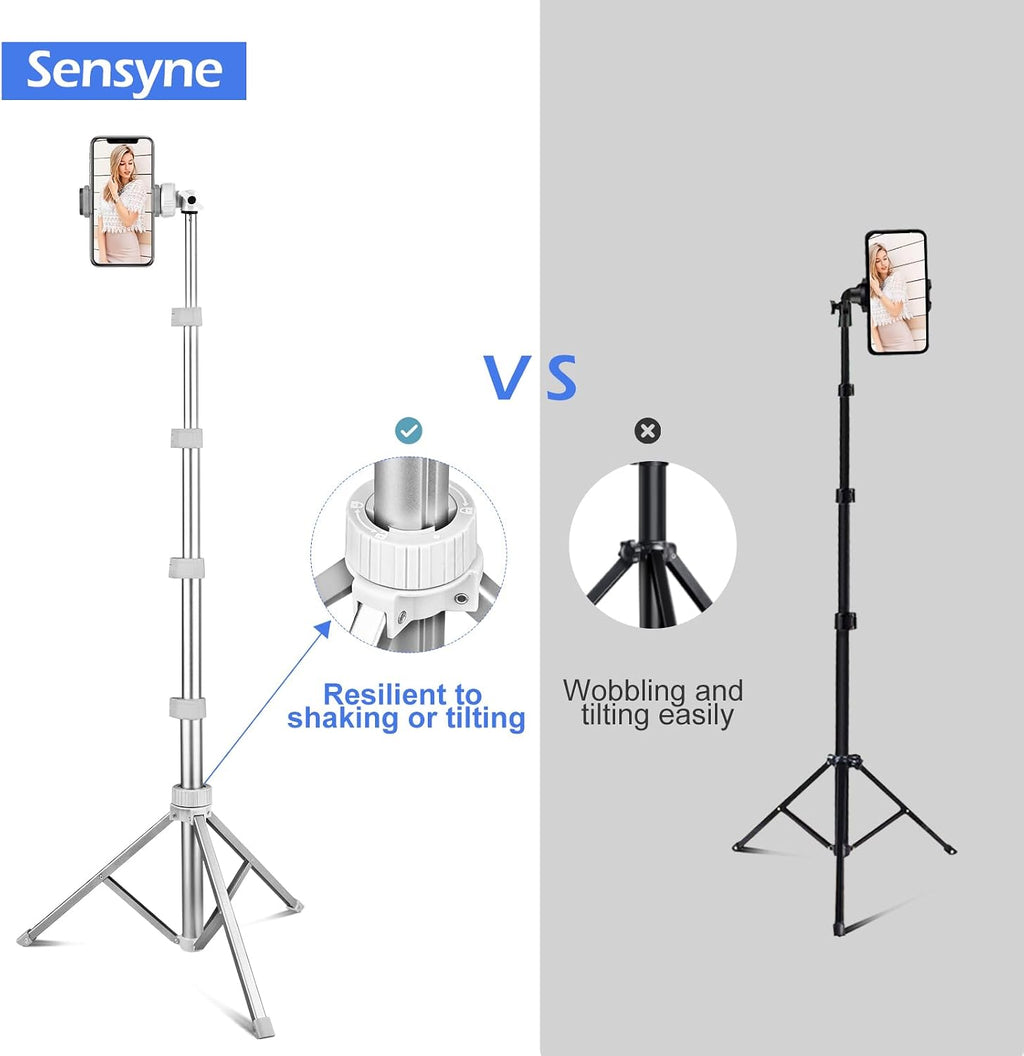 67" Phone Tripod & Selfie Stick, Extendable iPhone Tripod Stand with Wireless Remote and Phone Holder, Compatible