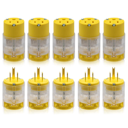Lighted Straight Blade Electrical Plug and Connector Set 15 Amp 125 Volt NEMA 5-15P NEMA 5-15R 2 Pole 3 Wire
