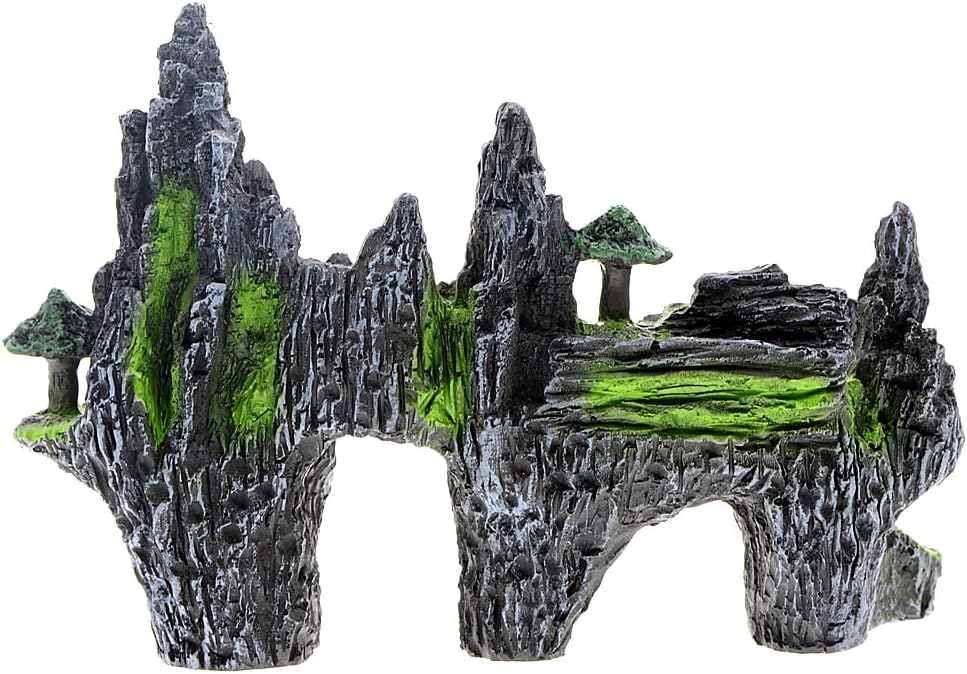 Mountain View Aquarium Ornament Tree House Bridge Fish Tank Decoration